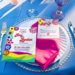 Custom RSVP and invitation wedding signs, on a placemat