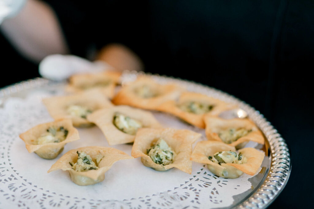 Wedding food catering plate of appetizers