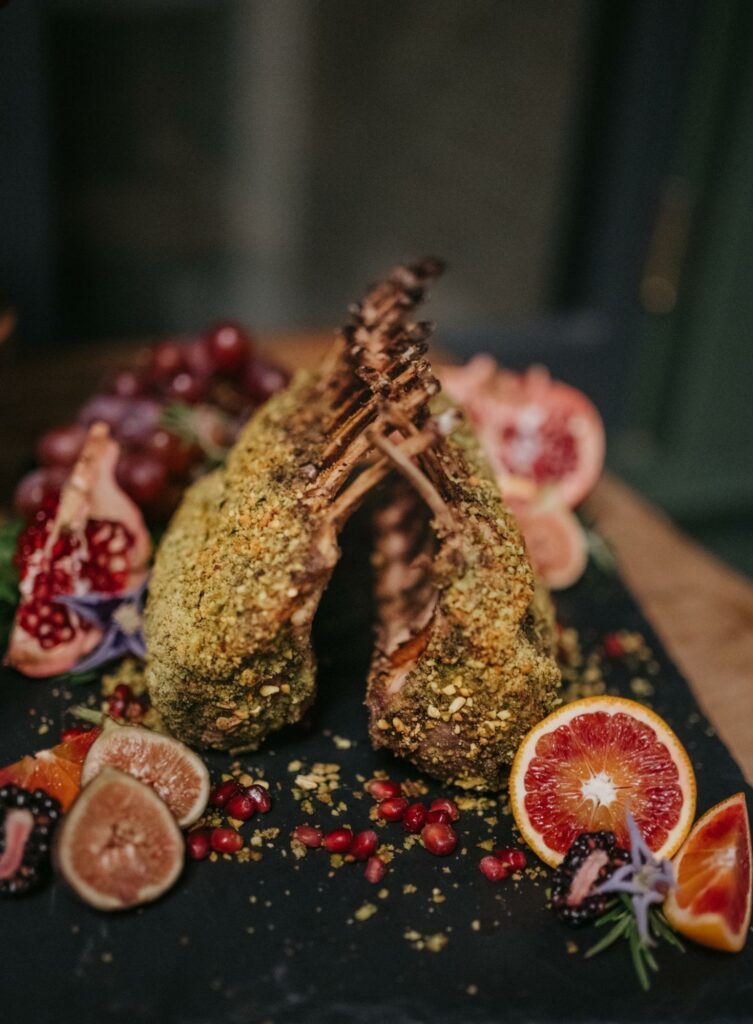 Rack of lamb from a wedding food caterer