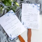 A front and back example of a wedding invitation