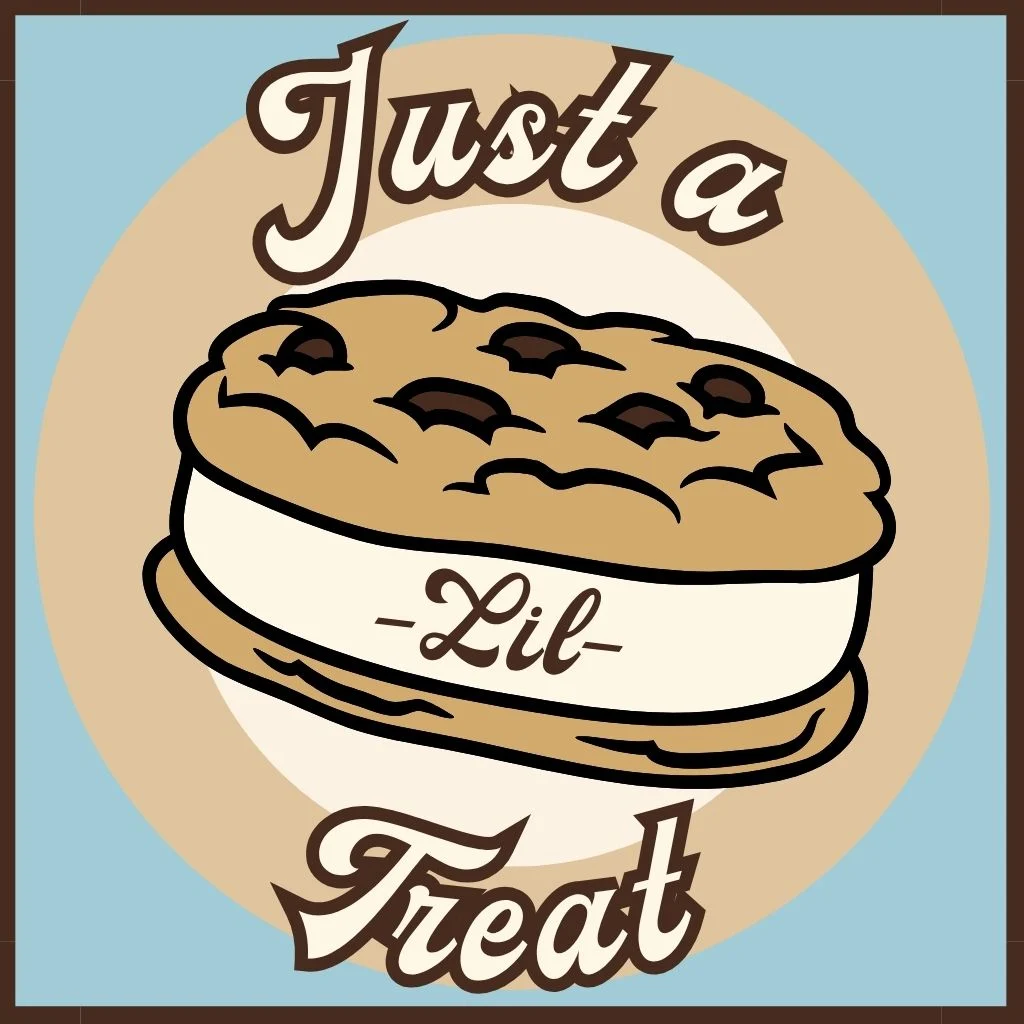 The logo for Just a Lil Treat, ice cream sandwich wedding catering company